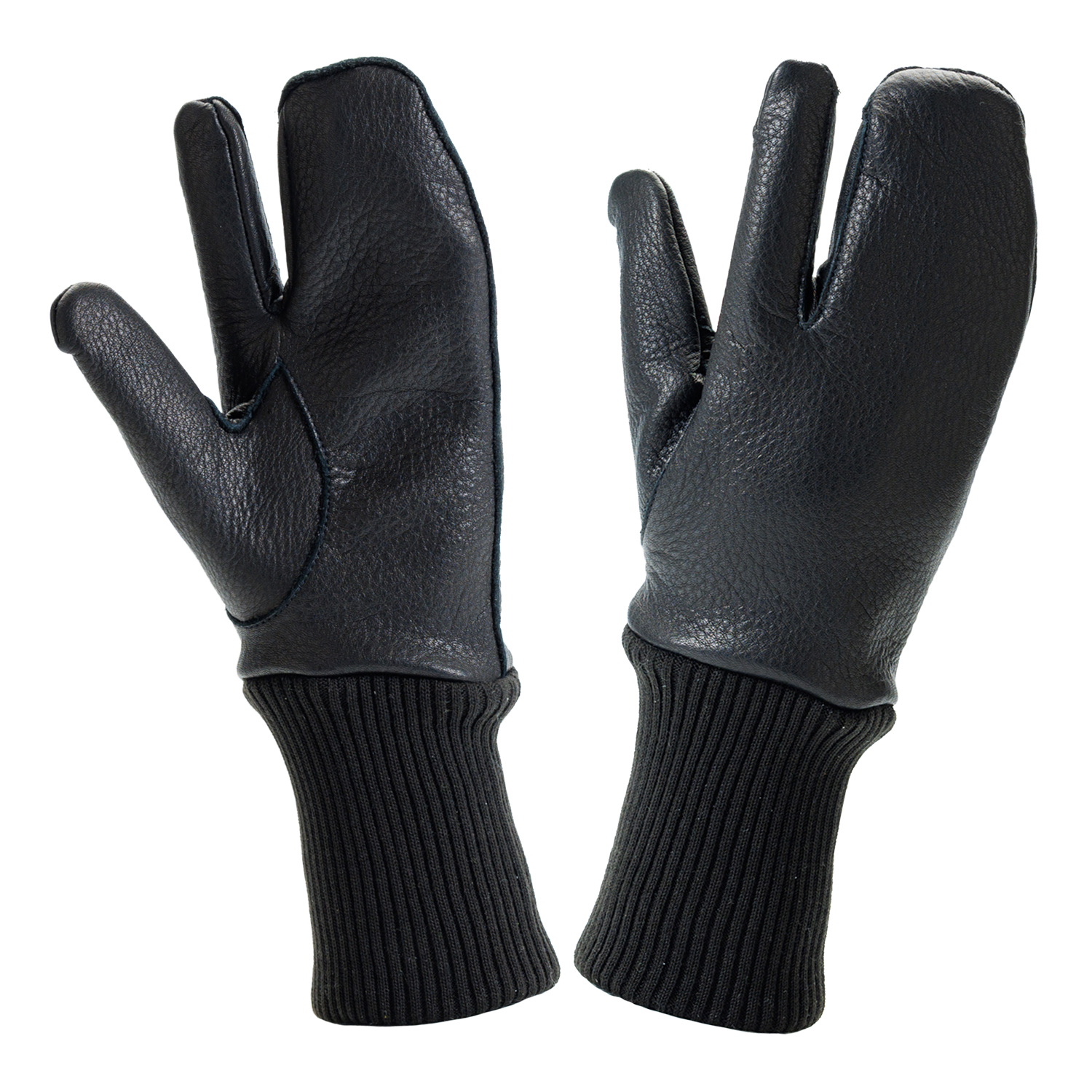 レディース鹿革リブカフスミトン